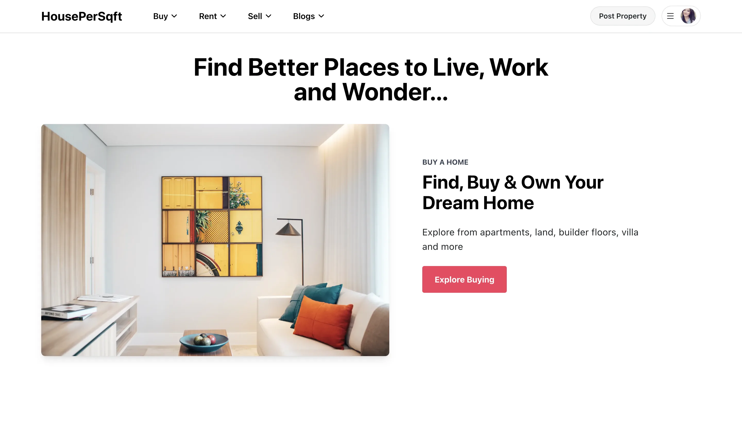 HousePerSqft: Real Estate, reimagined. — interface screenshot 1